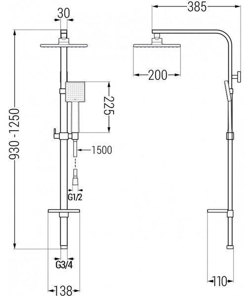 Mexen Q45 душова колона, златна - 798454595-50