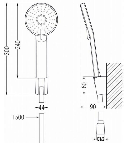 Mexen Alexa R40 комплект за вана, черен - 71203R40-70