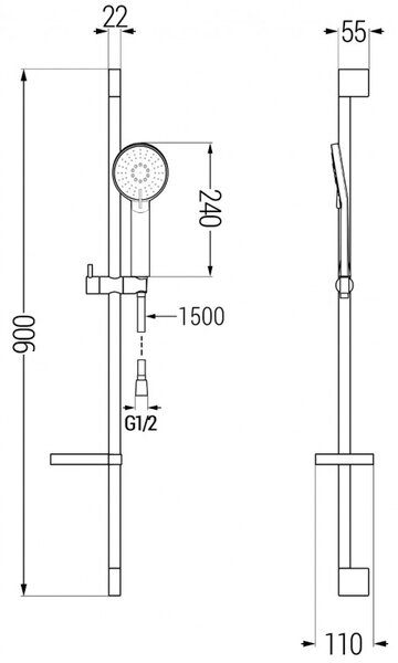 Mexen Alexa DS40 комплект за вана, черен - 71203DS40-70