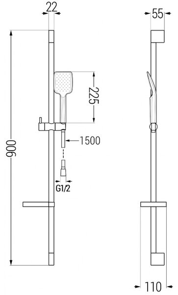 Mexen Alexa DS62 комплект за вана, черен - 71203DS62-70