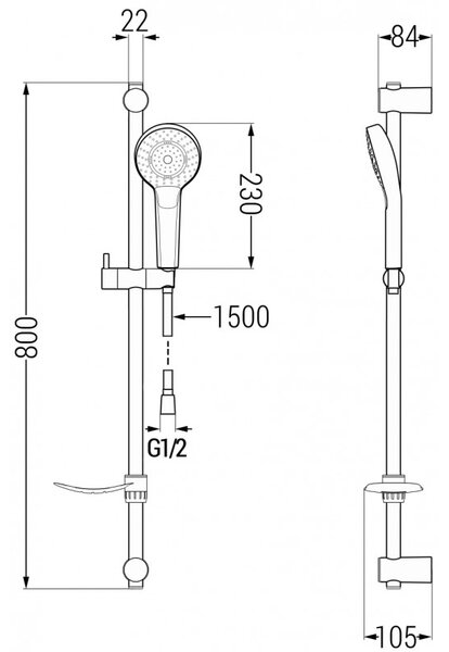 Mexen Fabia DF05 комплект за душ, черен - 746504DF05-70