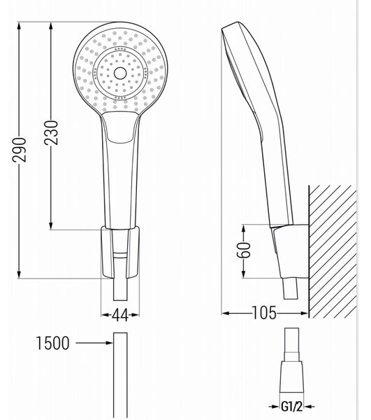 Mexen Fabia DF05 душова батерия с душ комплект, черна - 74654DF05-70