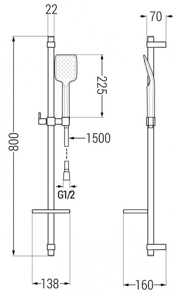 Mexen Alexa DQ62 комплект за душ, черен - 71204DQ62-70