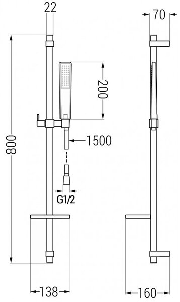 Mexen Royo DQ72 комплект за душ, черен - 72214DQ72-70