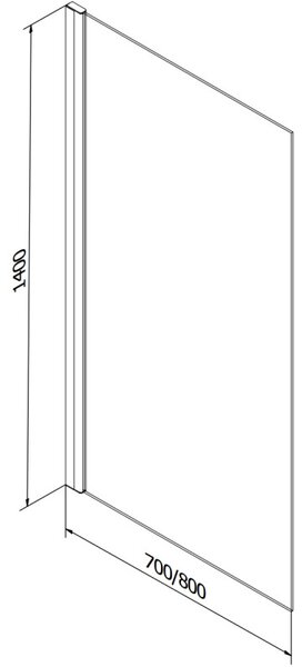 Mexen Alex параван за вана 1-крилен 70 x 140 см, черен модел fix- 893-070-000-70-77