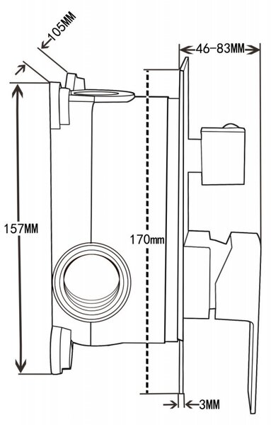 Mexen Uno DR33 вграден душов комплект, черен - 71435DR33-70