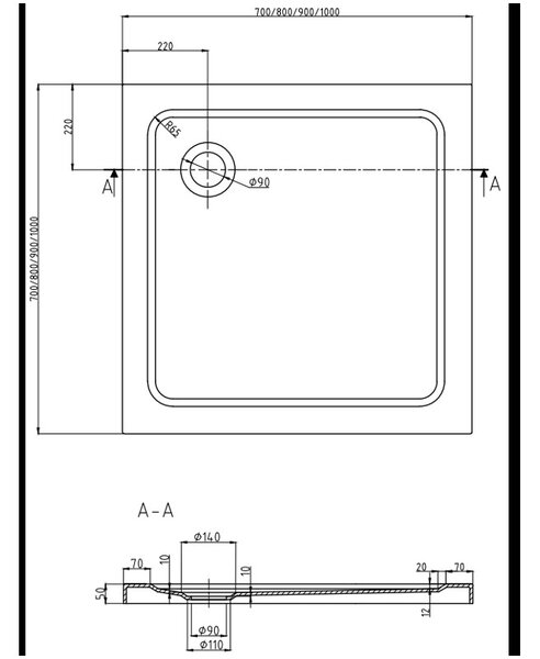 Mexen Rio квадратна душ кабинка 80 x 80 см, линии, хром + поддън Flat, бял - 860-080-080-01-20-4010