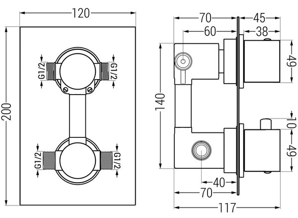 Mexen Cube DR02 поддушова система с дъждовен душ 25 см, хром - 77502DR0225-00