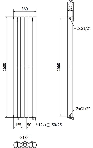 Mexen Dallas декоративен радиатор 1600 x 360 mm, 1039 W, бял - W214-1600-360-00-20