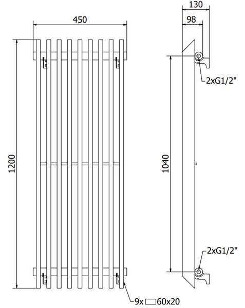 Mexen Aurora декоративен радиатор 1200 x 450 mm, 917 W, бял - W212-1200-450-00-20