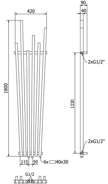 Mexen Omaha декоративен радиатор 1800 x 420 мм, 655 W, бял - W208-1800-420-00-20