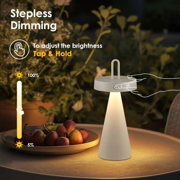 LED димируема външна презареждаема настолна лампа с докосване HALO LED/1,5W/3,7V 3000 mAh IP44 сива