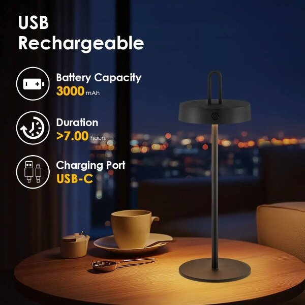 LED димируема външна акумулаторна сензорна настолна лампа SHINE LED/1,5W/3,7V 3000 mAh IP44 черна