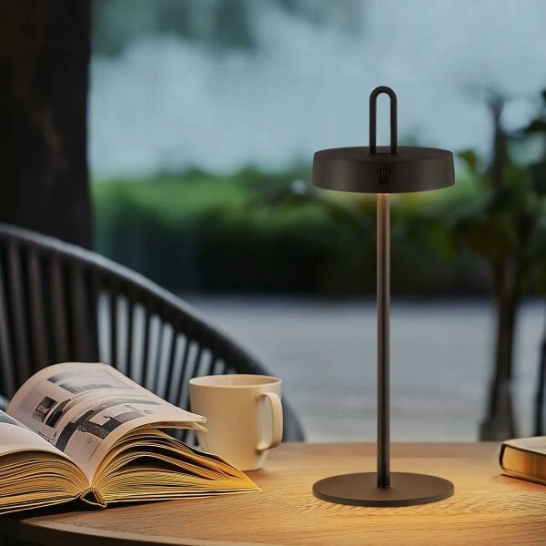 LED димируема външна акумулаторна сензорна настолна лампа SHINE LED/1,5W/3,7V 3000 mAh IP44 черна