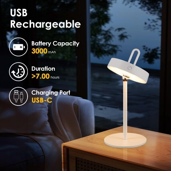LED димируема външна презареждаема настолна лампа с докосване GENTLE LED/1,5W/3,7V 3000 mAh IP44 бяла