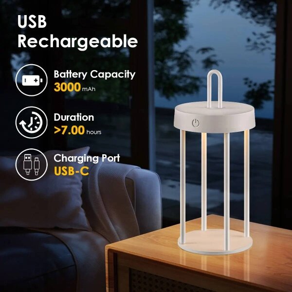 Димируема външна зареждаема настолна лампа с докосване GENTLE LED/1,5W/3,7V 3000 mAh IP44 бяла