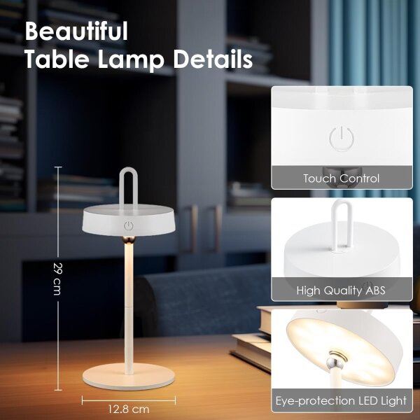LED димируема външна презареждаема настолна лампа с докосване GENTLE LED/1,5W/3,7V 3000 mAh IP44 бяла