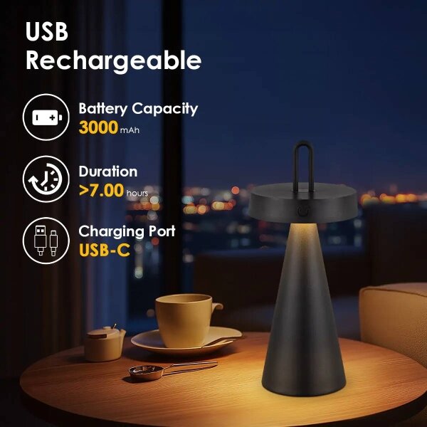 LED затемняема външна презареждаема настолна лампа с докосване HALO LED/1,5W/3,7V 3000 mAh IP44 черна
