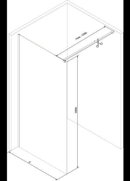 Mexen Kioto стена за душ с Walk-in 140 x 200 см, прозрачен/черен модел 8 мм, черен - 800-140-101-70-77