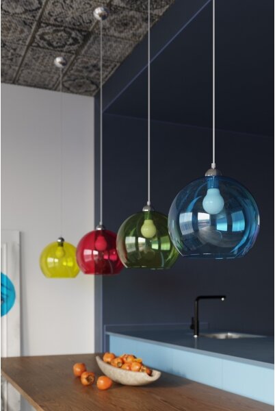 Sollux SL.0248 - Полилей BALL на кабел 1xE27/15W/230V Ø 30 см, прозрачен/лъскав хром