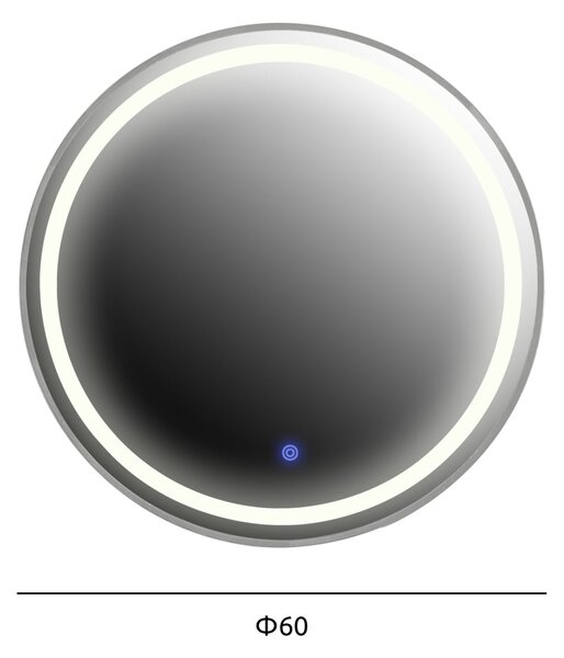 Кръгло стенно огледало от алуминий в сиво - led осветление φ60x3см