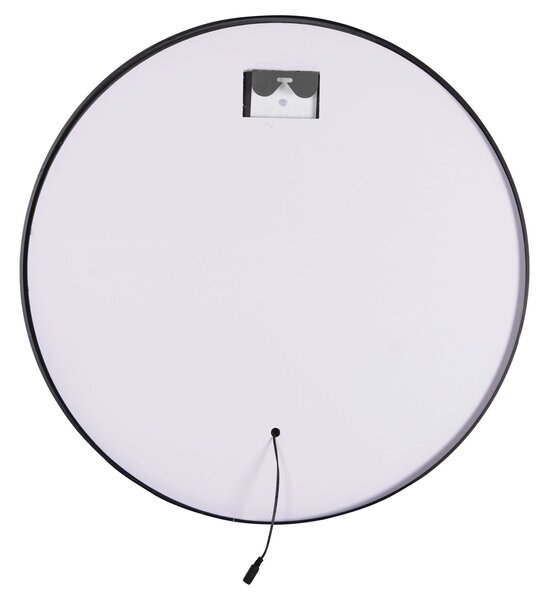 Кръгло стенно огледало от алуминий в черно с led осветление φ60x3см