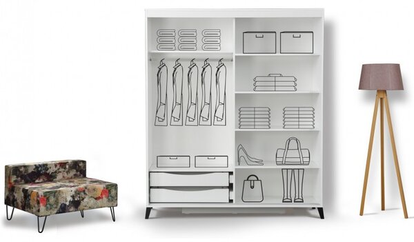 Шкаф Pasific Home Fuga - 150 Блестящо бял шкаф