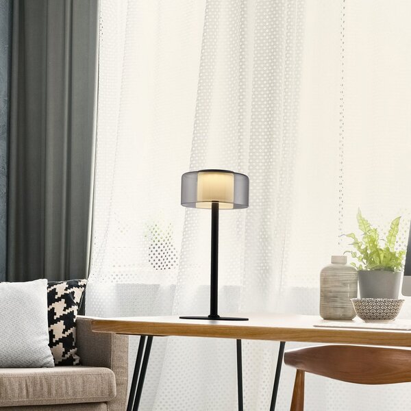 Paul Neuhaus LED настолна лампа Rika, стъкло, височина 33 cm, с възможност за, Затъмняване, Черен, Дневна/трапезария, Стъкло, Модерен