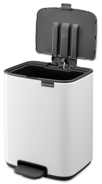 Кош за боклук Brabantia Bo Pedal 1010118, 7 л, Плавно затваряне, Гумирана основа, Бял