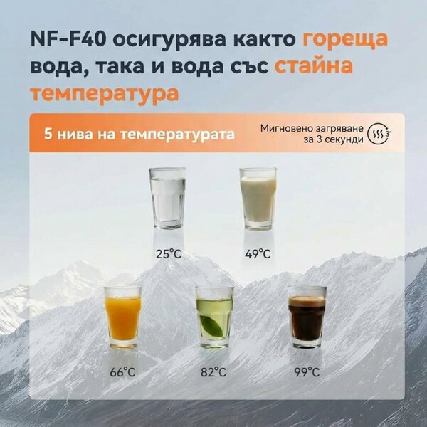 Система за пречистване на вода NatureFlow F4, До 4000 л, Алкална обратна осмоза, Моментална гореща вода, pH 9.5, Тъчскрийн, Бял
