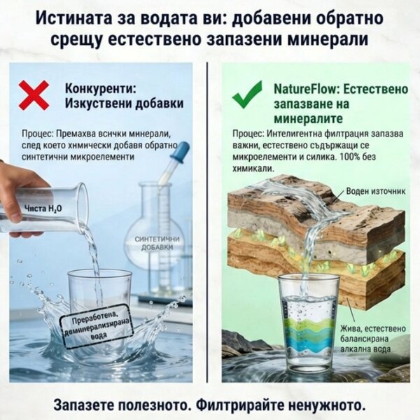 Система за пречистване на вода NatureFlow F4, До 4000 л, Алкална обратна осмоза, Моментална гореща вода, pH 9.5, Тъчскрийн, Бял