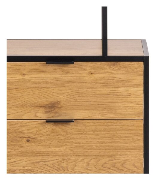 Библиотека от дъбов декор в черен и естествен цвят 77x185x35 cm Seaford – Actona