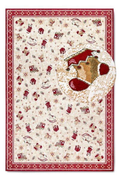 Червен килим с коледен мотив със смес от памук 160x230 cm Toy's Delight Red Christmas – Villeroy&Boch