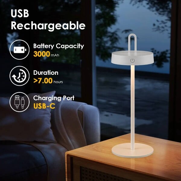 Презареждаема димируема сензорна настолна лампа за външна употреба SHINE LED/1,5W/3,7V 3000 mAh IP44 бяла