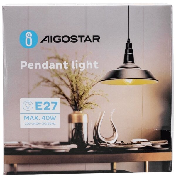 Aigostar - LED полилей на кабел 1xE27/60W/230V Ø 36 см черен