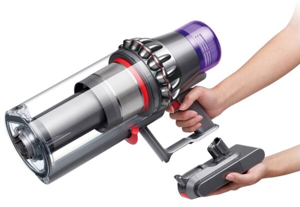 Вертикална прахосмукачка Dyson V11 Fluffу 476550-01 2в1, 185AW, 0.54 л, 125 000 об/мин, Автономия 60 мин, 3 режима, LCD, Никел/червен