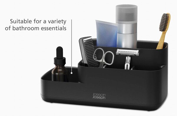 Органайзер за баня Joseph Joseph EasyStore 70600, 5 отделения, 24.9х12 см, Неплъзгаща се основа, Черен
