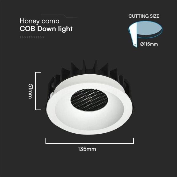 LED вградено осветително тяло 24W 230V 3000/4000/6400K Ø13,5 см бяло