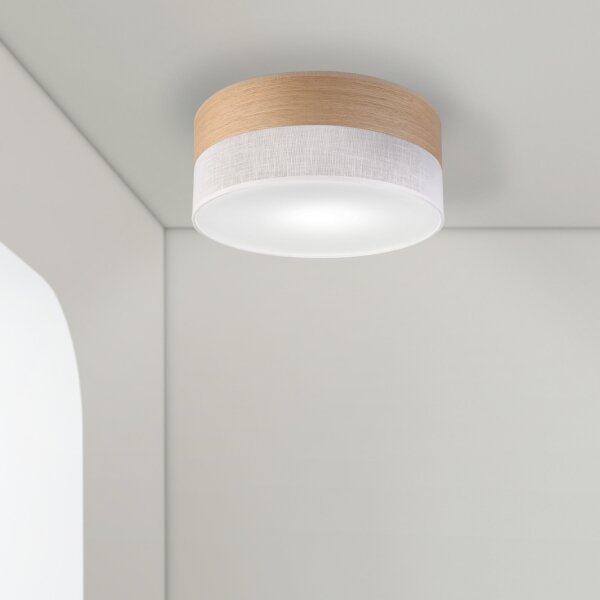 Плафон SIRJA WOOD 1xE27/15W/230V Ø 35 см бял/дъб