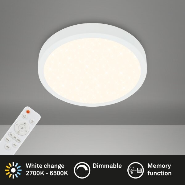 Briloner 3701-016 - LED Димируем плафон RUNA LED/18W/230V бял + д.у