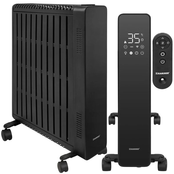 KAMINER ARVELL Маслен радиатор с мощност 2500 W и Wi-Fi – черен