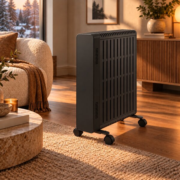 KAMINER ARVELL Маслен радиатор с мощност 2500 W и Wi-Fi – черен