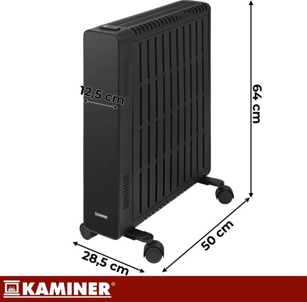 KAMINER ARVELL Маслен радиатор с мощност 2500 W и Wi-Fi – черен