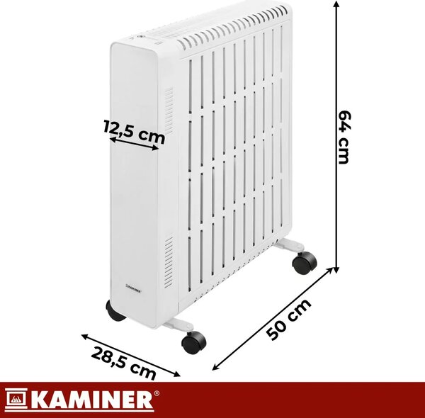 KAMINER ARVELL Маслен радиатор с мощност 2500 W и Wi-Fi – бял