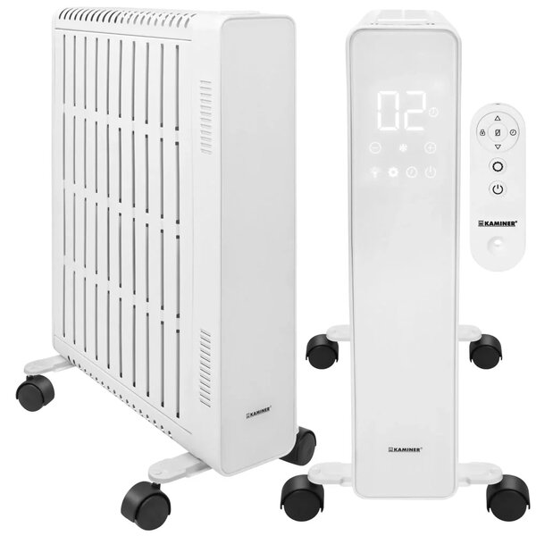 KAMINER ARVELL Маслен радиатор с мощност 2500 W и Wi-Fi – бял