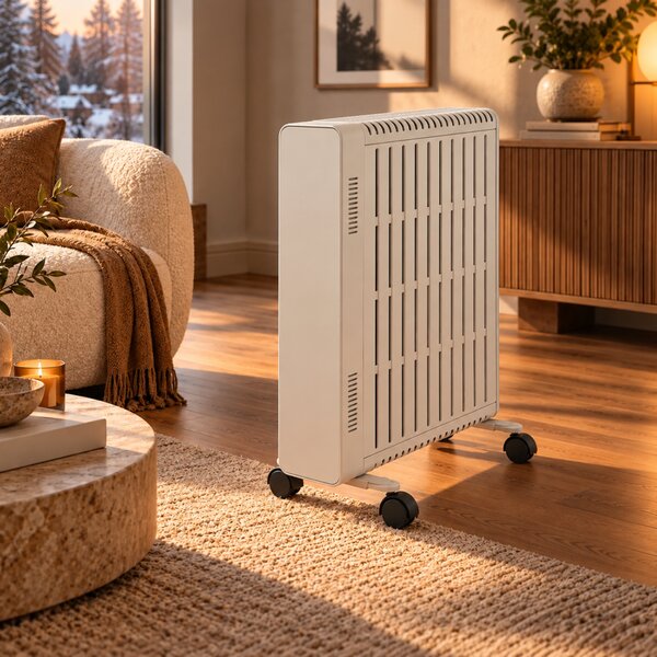 KAMINER ARVELL Маслен радиатор с мощност 2500 W и Wi-Fi – бял