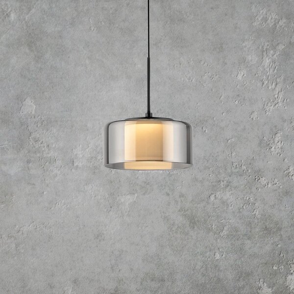 Paul Neuhaus LED висяща лампа Rika, Ø 15 cm, стъкло, с възможност за димиране, Затъмняване, Черен, Дневна/трапезария, Стъкло, Модерен