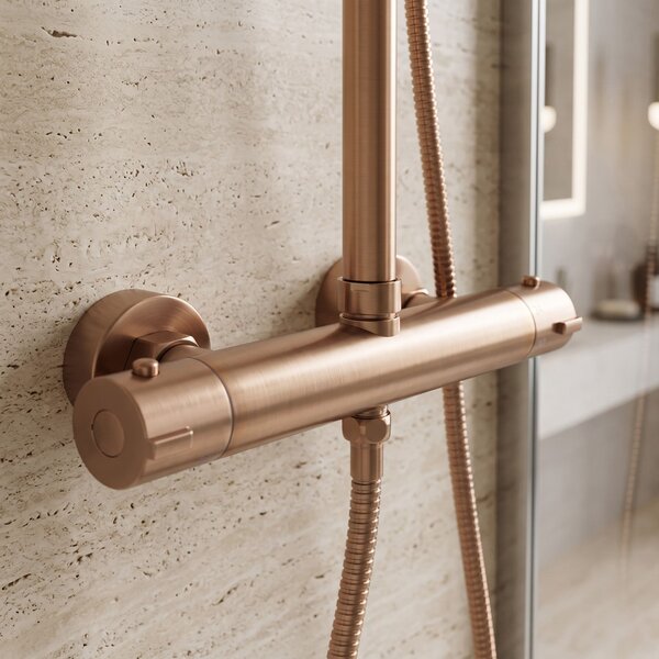 Комплект за душ с термостат Rea Parot Light Brush Copper
