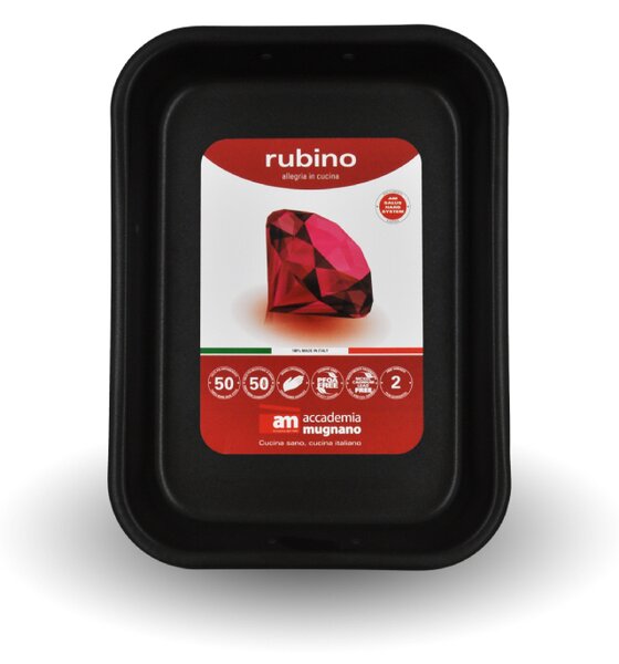 Правоъгълна тава за печене AM Rubino, с две дръжки, незалепваща, 35 см, червена
