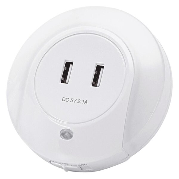 Aigostar - LED нощна лампа за контакт с USB LED/0,4W/230V